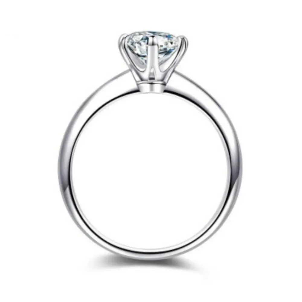 Ladies Sterling Silver .925 Adjustable Size Engagement Ring ~ Women's Crystal